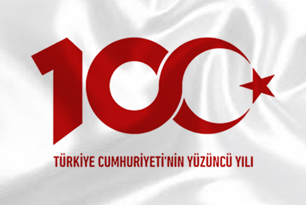 100. Yıl Logolu Türk Bayrağı 100x150